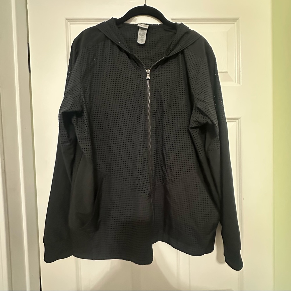 Champion Black Mesh Zip Hoodie – Lightweight Activewear – XL
